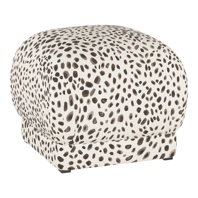 Lyra Ottoman in Cream Gray Washed Cheetah For Sale