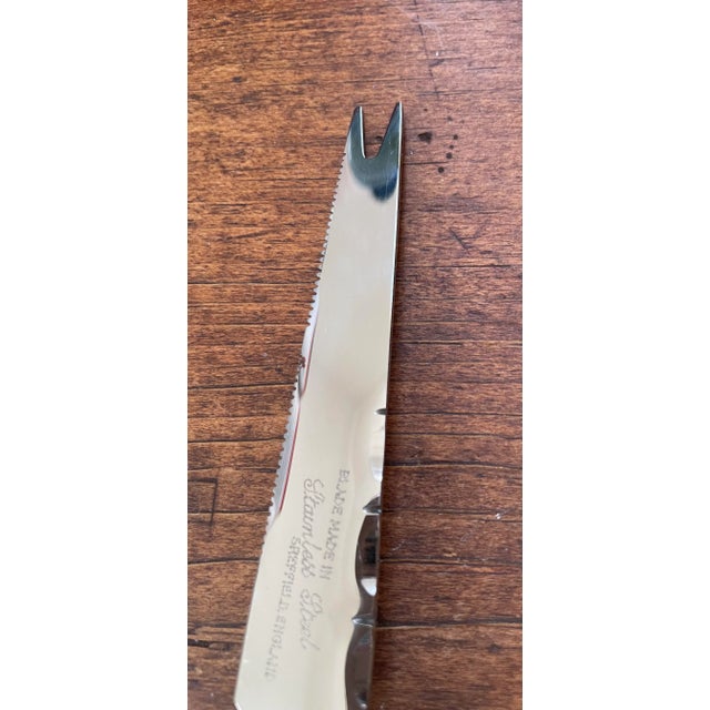 Maxwell Phillips Vintage Maxwell Phillips Mid-Century Modern Brass & Stainless Steel Crown Cheese Knife For Sale - Image 4 of 7