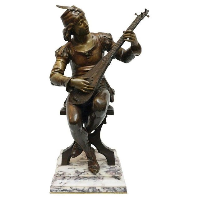 Oysel, Le Troubadour Sculpture, Late 19th Century, Bronze For Sale - Image 15 of 15
