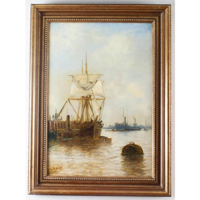 Textile Edward Henry Eugene Fletcher, Riverscape, 19th-Century, Oil on Canvas, Framed For Sale - Image 7 of 8
