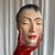 Amazing mid century red ceramic hat display bust by Christian Dior. Beautiful delicate pottery on the mannequin sculpture,...