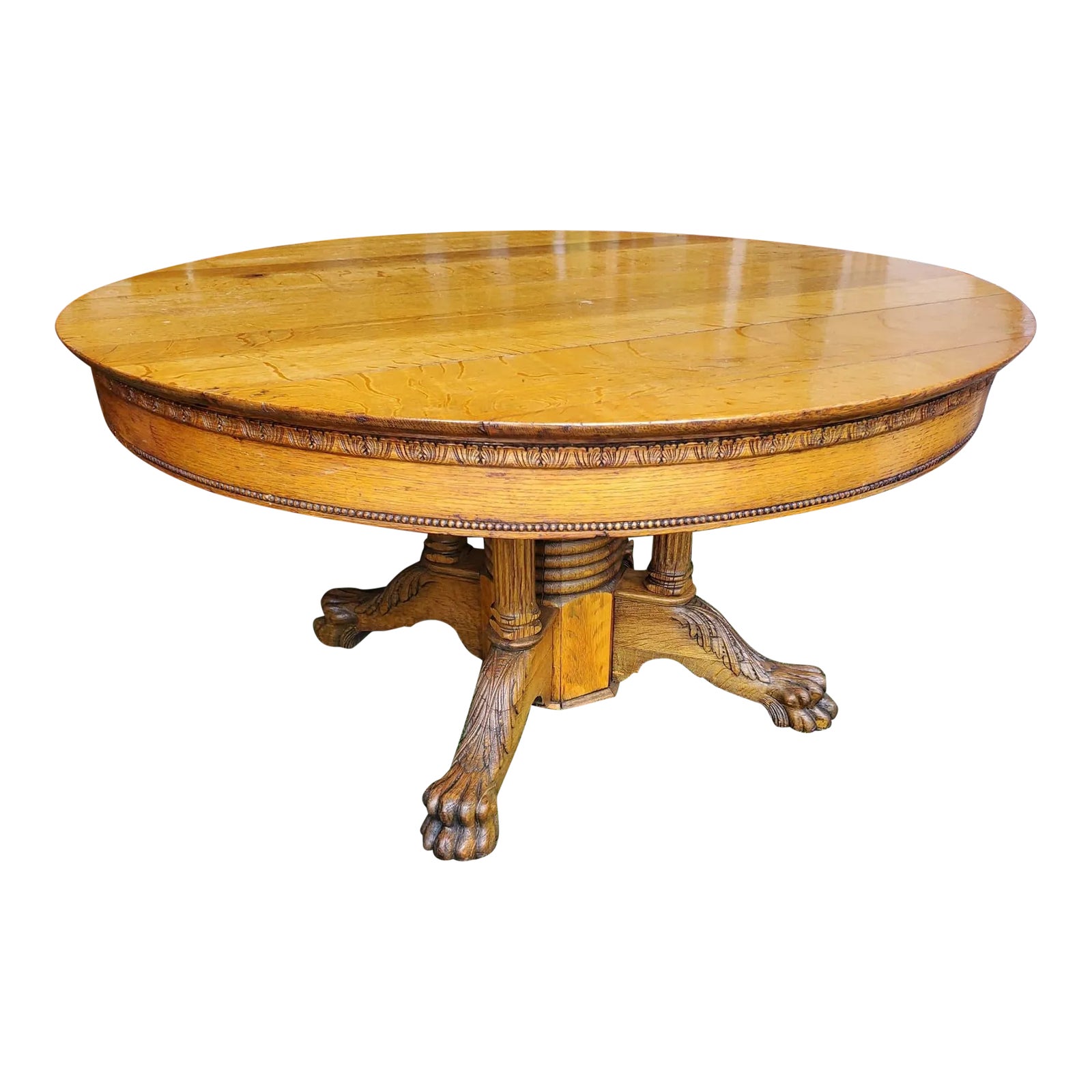 1900s Antique Clawfoot Oak Table | Chairish