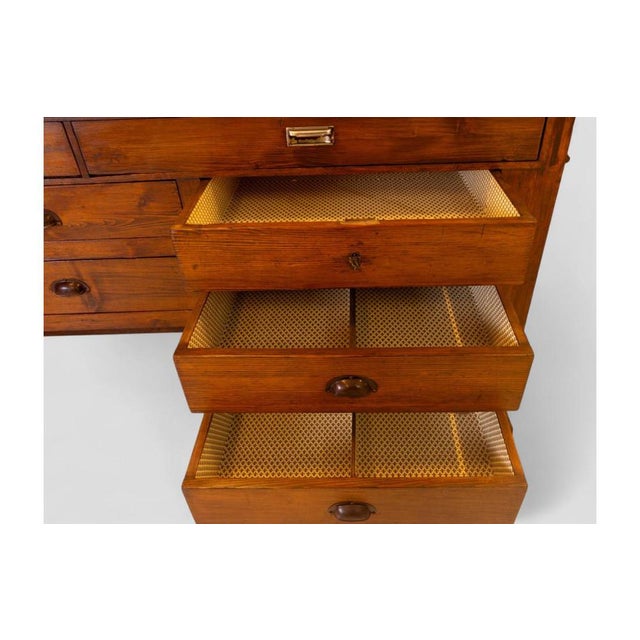 Vintage Wood Sideboard with 16 Drawers For Sale - Image 12 of 15