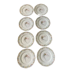 Mid 20th Century French Arcadia Parrrot Plates by Limoges - Set of 8