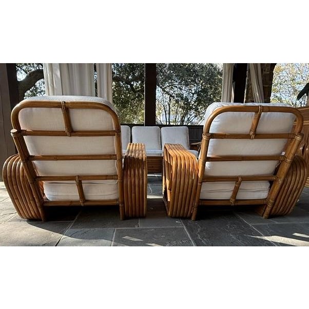 Large Rare Lot - Vintage Paul Frankl by Kane Kraft Pretzel Rattan Six-Strand 7-Piece Set! For Sale - Image 14 of 18