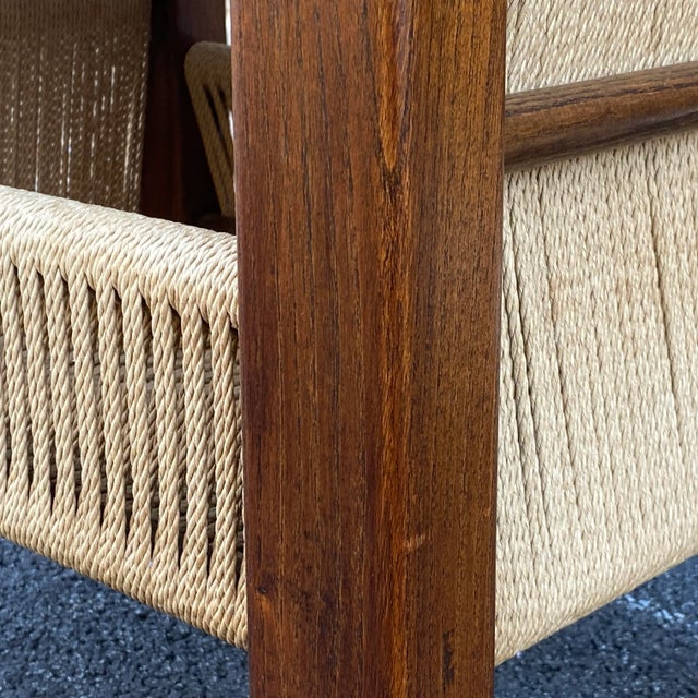 Brown Mid-Century Modern Teak & Danish Cord Side Table For Sale - Image 8 of 13