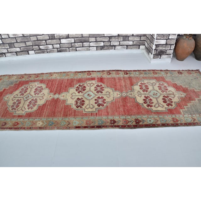 Oushak Vintage Antique Hallway Runner Rug For Sale - Image 4 of 10