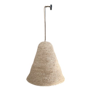 Late 20th Century Large Natural Woven Basket Pendant Light For Sale