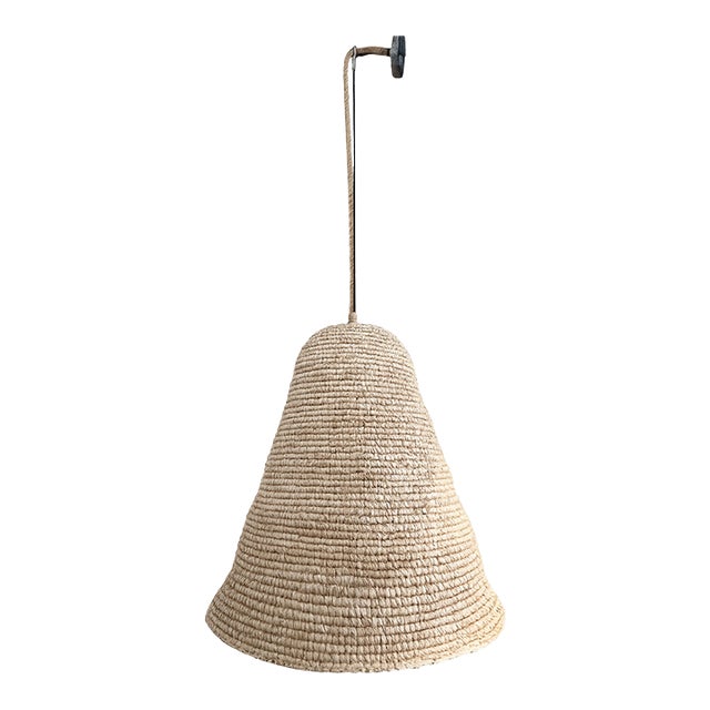 Late 20th Century Large Natural Woven Basket Pendant Light For Sale