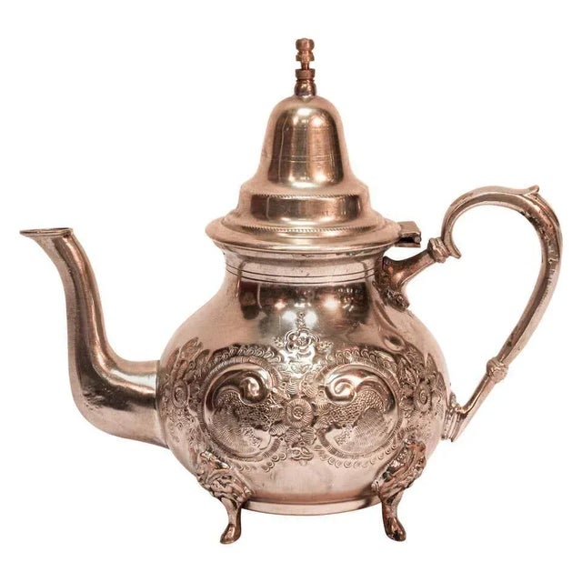 Moroccan Silver Plated Tea Pot For Sale - Image 11 of 12
