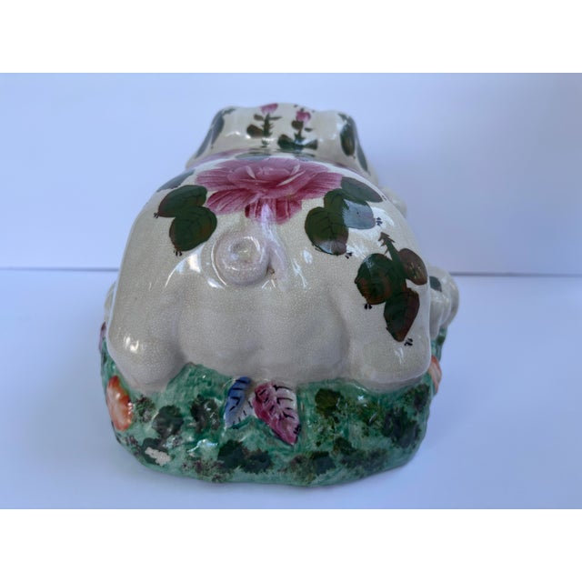 Vintage 1950s Italian Majolica Pig With Seven Piglets Hand-Painted Ceramic Sculpture For Sale In Orlando - Image 6 of 10