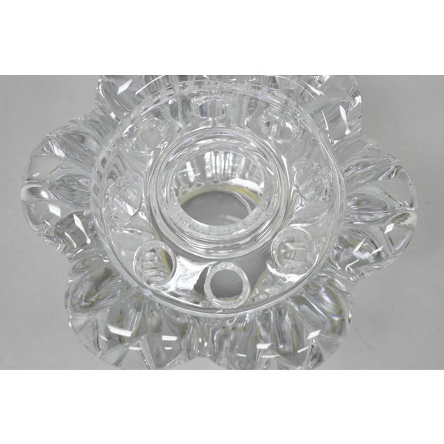 Vintage French Mid Century Modern Crystal Glass Flower Frog Flower Holder Vase For Sale - Image 4 of 11