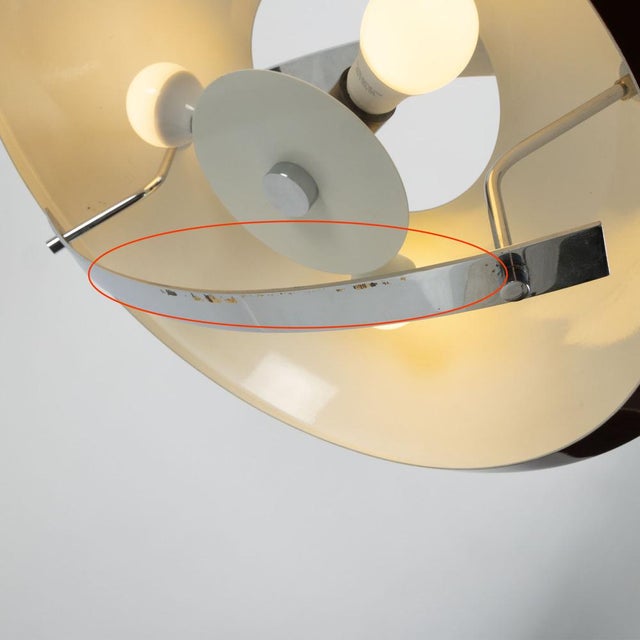 Metal Red Metallic and Chrome Pendant Lamp, 1970s For Sale - Image 7 of 8