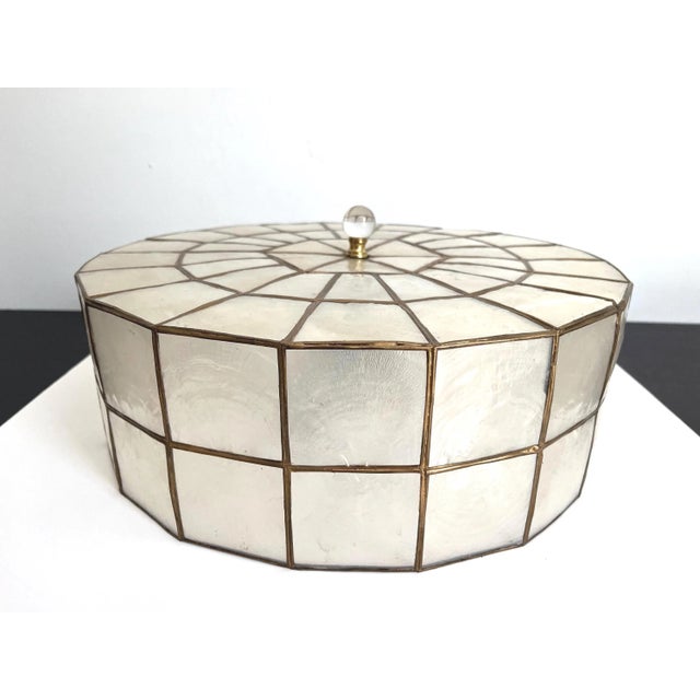 Mid Century Capiz Shell Ceiling Light For Sale - Image 10 of 16