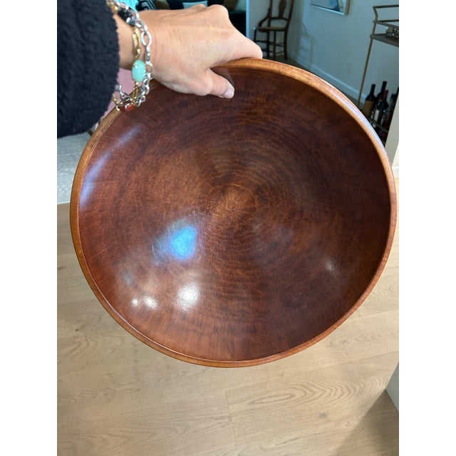 1960s Large 1960s Hand Carved Mid Century Wood Teak Bowl For Sale - Image 5 of 9