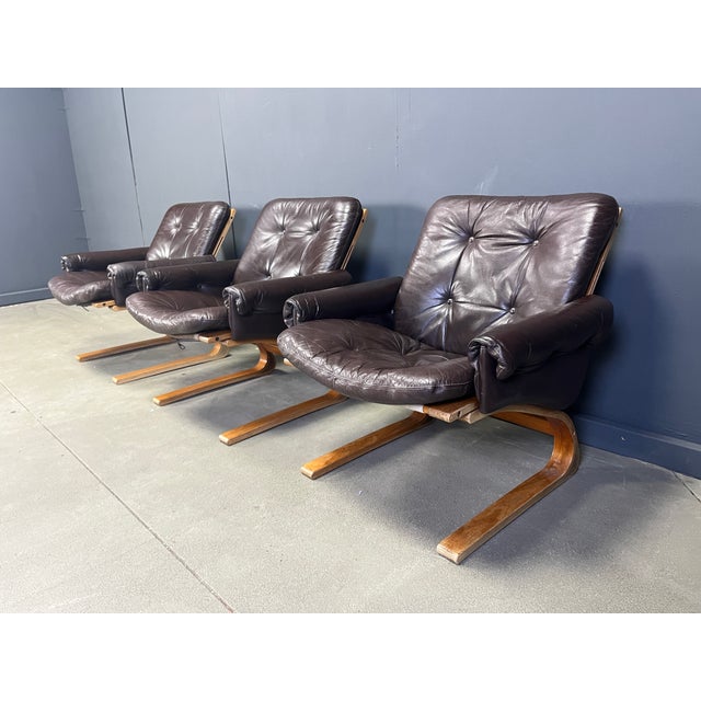 Kengu Armchairs from Elsa & Nordahl Solheim, 1960s, Set of 3, in Very Good conditions. Designed 1960 to 1969 This piece is...