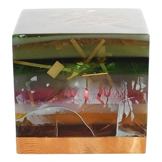 Vintage Resin Cube Table Lamp For Sale