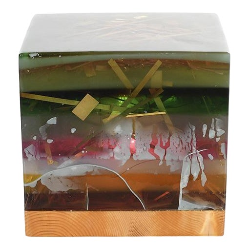 Vintage Resin Cube Table Lamp For Sale