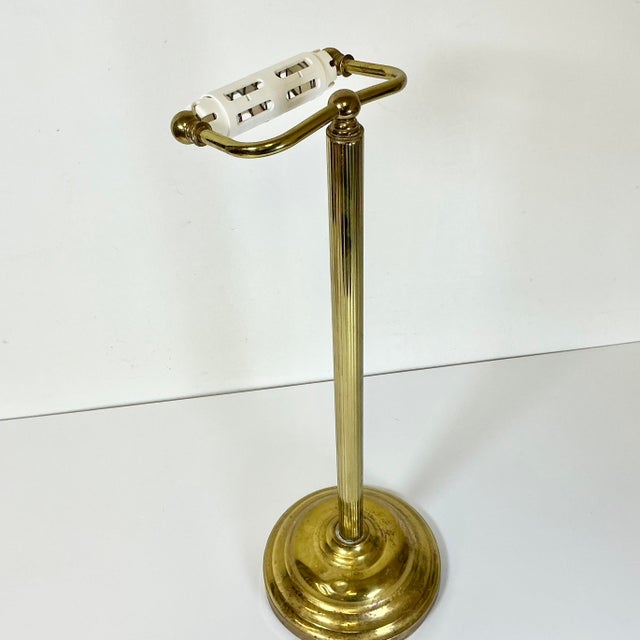 Mid-Century Hollywood Regency Brass Freestanding Toilet Paper Holder For Sale - Image 10 of 12