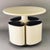 Incredible Space-Age set lacquered in cream white. It presents itself as a round flower-shaped coffee table, which, with...