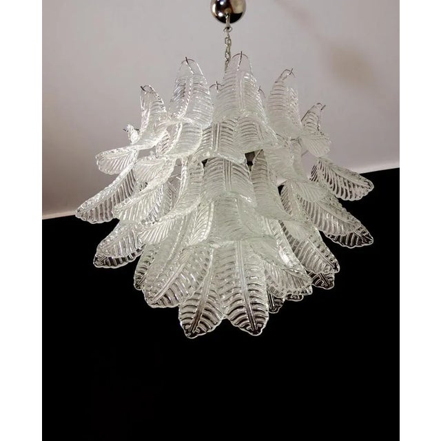 Murano Italian Murano Six-Tier Trasparent Felci Glass Chandelier – 36 Glasses For Sale - Image 4 of 10