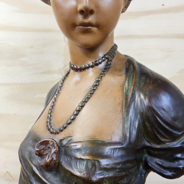 Antique Art Nouveau Plaster Lady Bust For Sale - Image 5 of 17