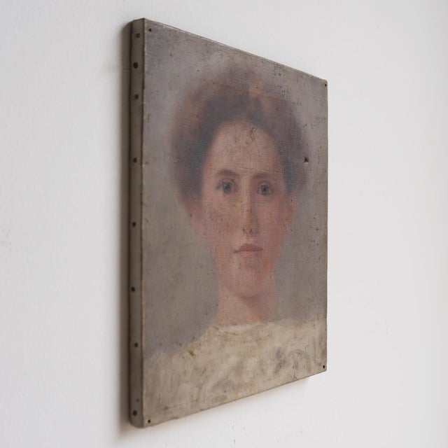 Antique Portrait of Miss Elsie Lea by Matilda Sharpe, Original Oil Painting, Early 20th Century For Sale - Image 6 of 9
