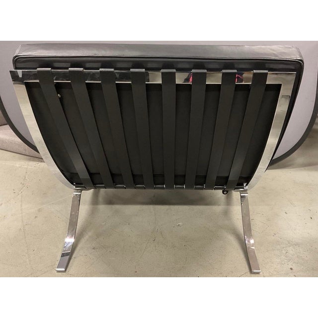 Mid 20th Century Mid 20th Century In the Style of Ludwig Mies Van Der Rohe for Knoll - A Pair of Barcelona-Style Black and Chrome Chairs For Sale - Image 5 of 11