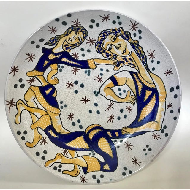 Vintage Italian Figural Hand Painted Faience Plate by Horenzo For Sale In New York - Image 6 of 6