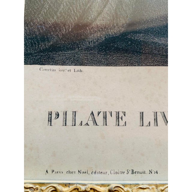 Early 19th Century Monumental Antique Early 19th Century "Pilate Hands Jesus Over to Be Crucified" European Religious Lithograph by F. Courtin, Framed For Sale - Image 5 of 13