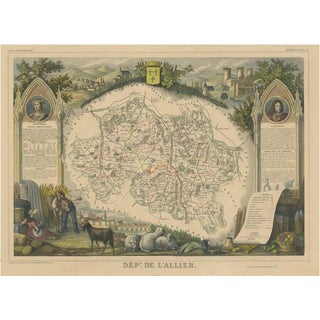 Antique Map of the Department of Lallier For Sale
