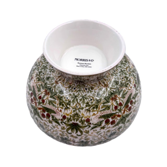 2020s Morris & Co. Strawberry Thief 11" Diam Porcelain Pedestal Bowl For Sale - Image 5 of 8