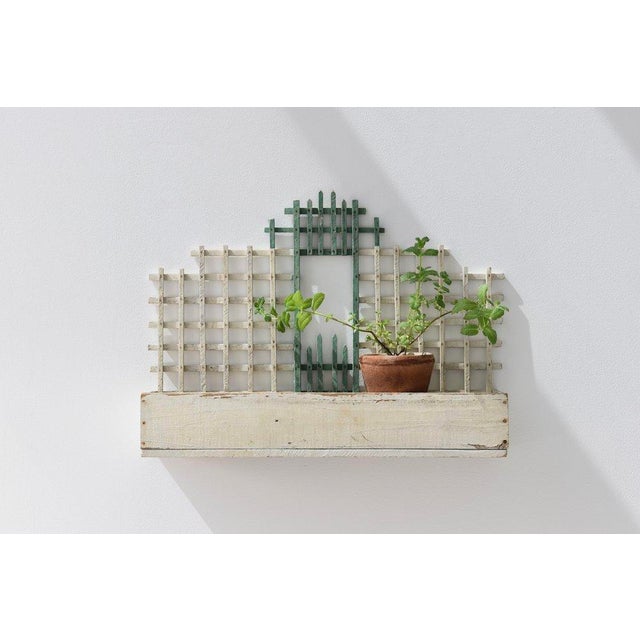 Vintage Handmade Painted Wood Trellis Wall Box, Circa 1930s-40s. Handmade folk art wall pocket constructed from crates....