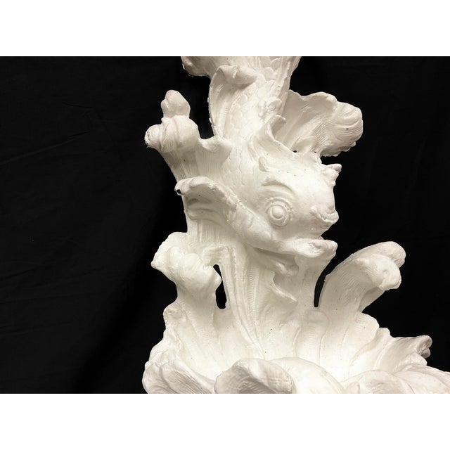 Rococo White Dolphin Wall Appliqués, a Pair For Sale - Image 3 of 9