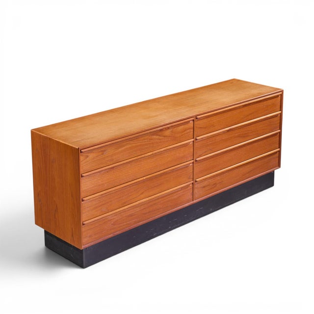 Brown Westnofa Mid Century Teak Norwegian Teak 8 Drawer Lowboy Dresser For Sale - Image 8 of 9