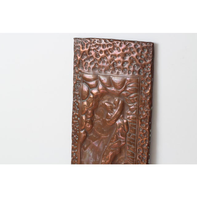 1960s Mid Century Folk Art Copper Repoussé Wall Plaque Mexican Sombrero Figure For Sale - Image 5 of 12