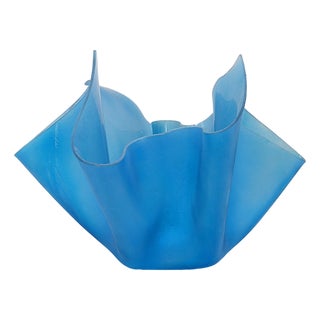 Large Sandblasted Glass Handkerchief Flower Pot For Sale