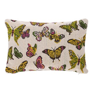 Schumacher Butterfly Epingle 16" Lumbar Pillow in Spring For Sale