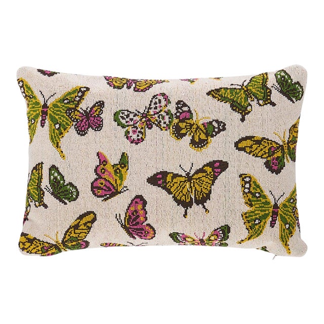 Schumacher Butterfly Epingle 16" Lumbar Pillow in Spring For Sale