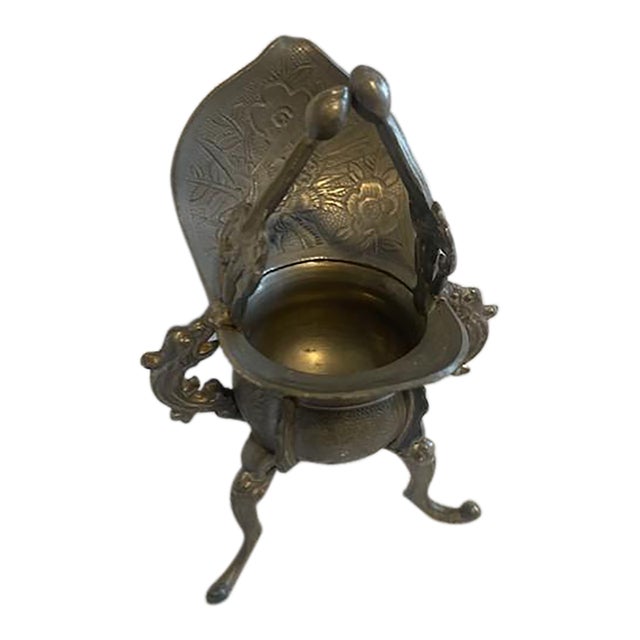 Antique Qing Dynasty Pewter Dragon Libation Cup (Jue) For Sale