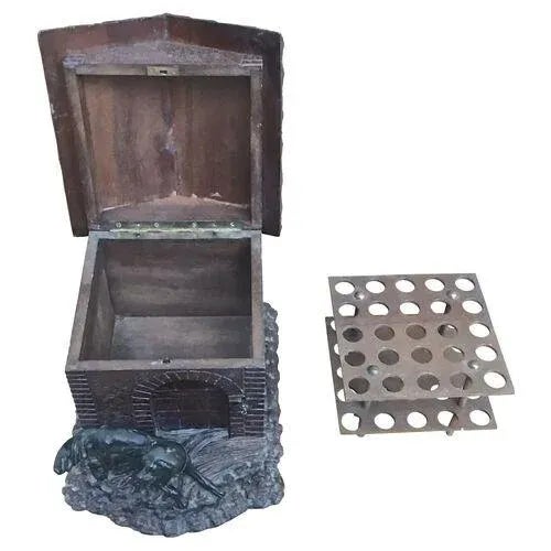 Wood Antique Black Forest Dog & Doghouse Cigar Box For Sale - Image 7 of 12