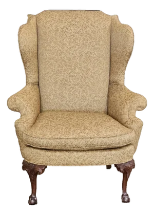 Mid 20th Century Share Chippendale Mahogany Wing Chair Carved Ball & Claw Feet