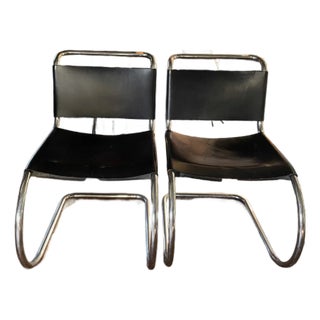 Pair of ca.1980 Attributed to Mies van der Rohe Mr10 Dining Chairs For Sale