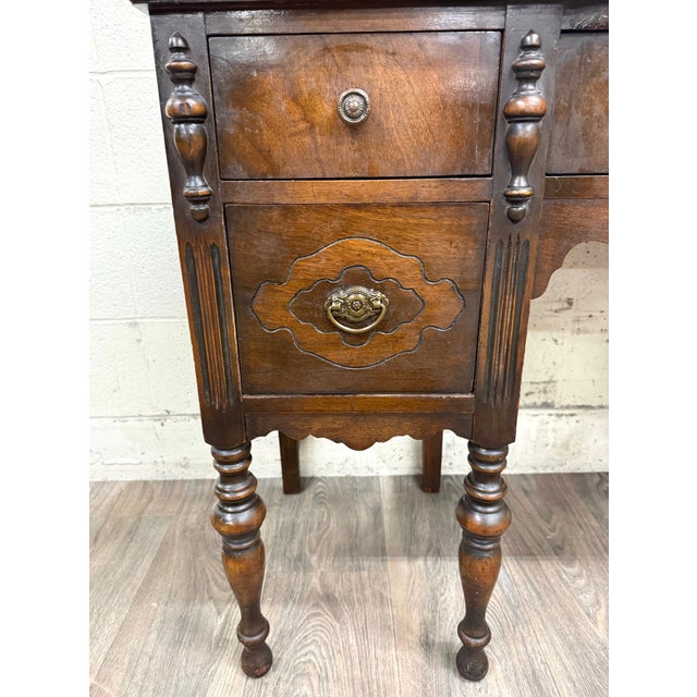 Early 20th Century Antique Art Nouveau Walnut Vanity With Adjustable Mirror For Sale - Image 5 of 15