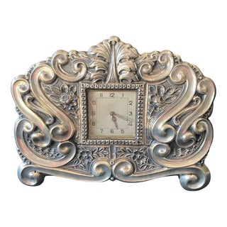 19th Century Large Clock in Silver, 1887 For Sale
