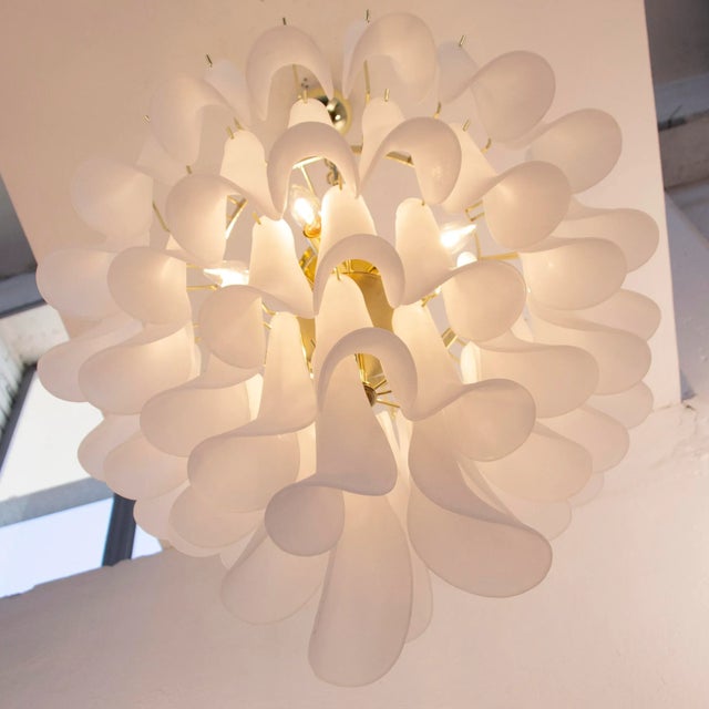 Glass Petal Suspension Chandelier in Murano Glass, Italy For Sale - Image 7 of 11