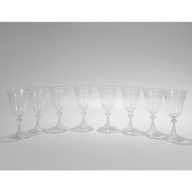 Set of 8 Antique Stourbridge Etched & Engraved Glass Wine Glasses For Sale - Image 11 of 18