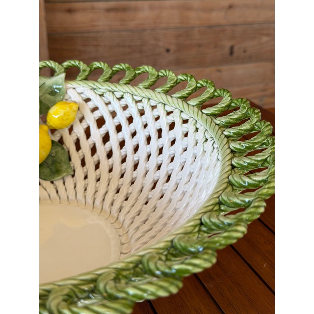 Ceramic Handcrafted Italian Ceramic Lemon Basket Bowl by Lanzarin Ceramiche For Sale - Image 7 of 12