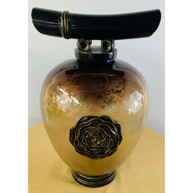 Vintage Asian Amber Glass Vase or Urn For Sale - Image 12 of 13