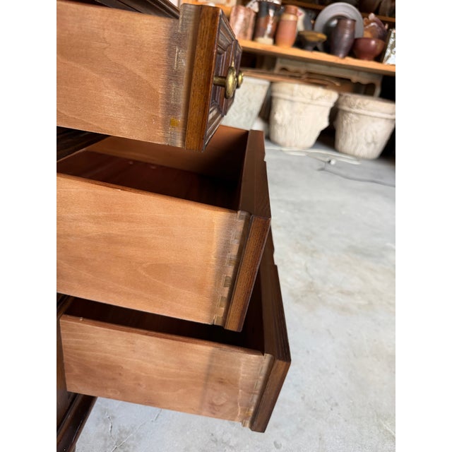 1970s Henredon English-Style Three-Drawer Nightstand / End Table For Sale - Image 11 of 13